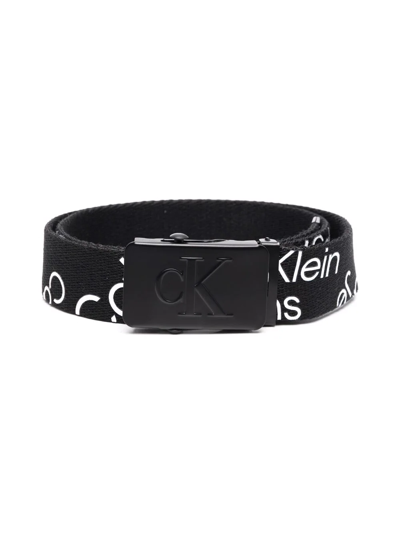 Calvin Klein Kids' Logo-print Belt In Black