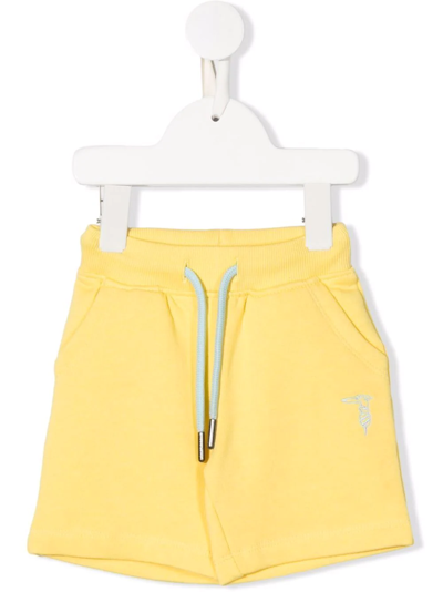 Trussardi Junior Babies' Embroidered-logo Cotton Shorts In Yellow
