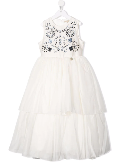 Elie Saab Junior Kids' Sequin-embroidered Sleeveless Dress In White