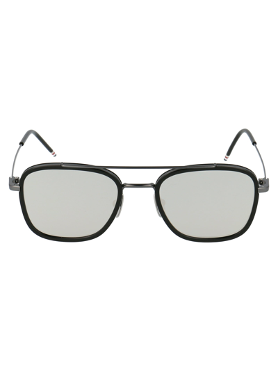 Thom Browne Tb-800 Sunglasses In Black Iron-blackw/dark Grey- Silver Mirror - Ar