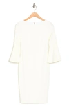 Calvin Klein Bell Sleeve Sheath Dress In White