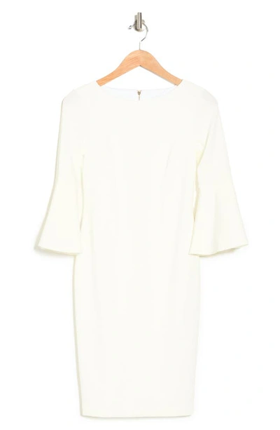 Calvin Klein Bell Sleeve Sheath Dress In White