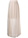 Brunello Cucinelli Layered Pleated Maxi Skirt In Neutrals