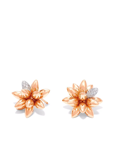 David Morris 18kt Rose Gold Hedgehog Diamond Small Stud Earrings In Pink