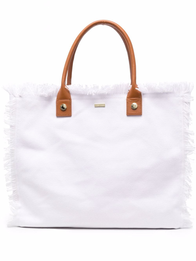 Melissa Odabash White Cotton Porto Cervo Shopper Bag In Bianco