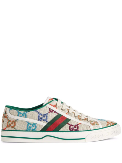 Gucci Tennis 1977 Gg-jacquard Linen-blend Trainers In Printed