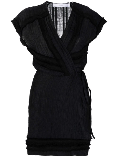 Iro Ruffle-trimmed Wrap Dress In Schwarz
