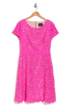 Focus By Shani Laser Cutout Short Sleeve Dress In Hot Pink