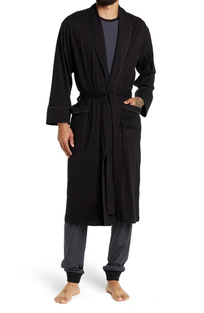 Daniel Buchler Belted Piped Trim Robe In Black