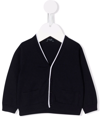 Il Gufo Piped-trim V-neck Cardigan In Blue