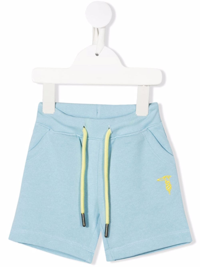 Trussardi Junior Babies' Embroidered-logo Cotton Shorts In Blue