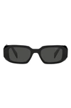 Prada 51mm Rectangular Sunglasses In Black/ Dark Grey