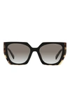 Prada 55mm Gradient Rectangular Sunglasses In Black/ Tortoise/ Grey Gr