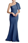Sachin & Babi Aubrey Bias-cut Satin Crepe Gown In Washed Indigo