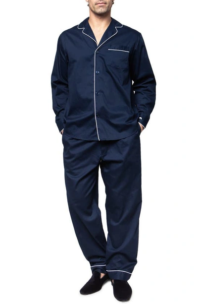 Petite Plume Men's Classic Twill Pyjamas Set In Navy