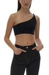 Helmut Lang Asymmetric Twist One Shoulder Bralette In Black
