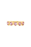 EF COLLECTION PINK SAPPHIRE HEART HALF ETERNITY RING