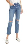 Edwin Elin High Waist Crop Slim Jeans In Norway Destructed