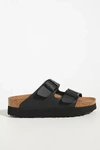 Birkenstock Arizona Birko-flor Black Patent Two Bar Mules In Black