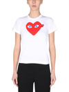 Comme Des Garçons Play Printed Red Heart T-shirt In White