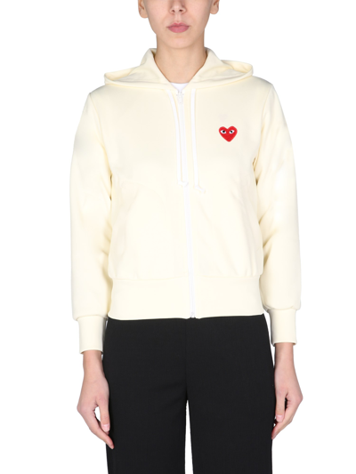 Comme Des Garçons Play Sweatshirt With Logo Patch In White