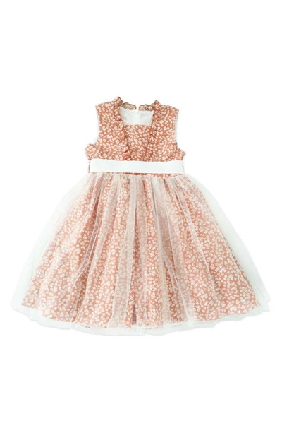 Joe-ella Kids' Tulle Skirt Floral Print Dress In Pink