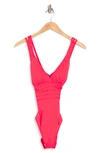 La Blanca Island Goddess Criss-cross Back One-piece Swimsuit In Watermelon