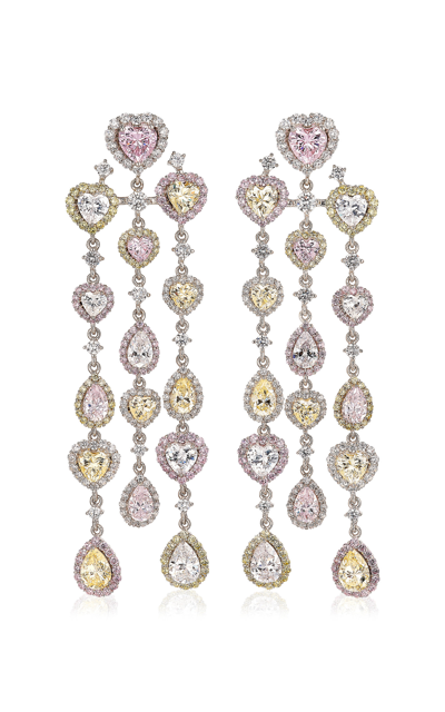 Anabela Chan 18k Gold And Rhodium Vermeil Love Heart Cascade Earrings In Diamond