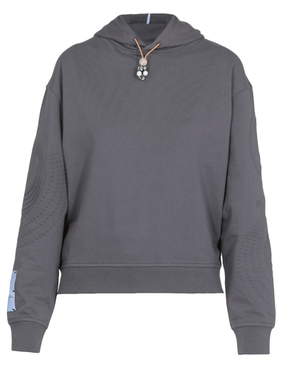Mcq By Alexander Mcqueen Breathe Bead-embellished Embroidered Cotton-jersey Hoodie In Storm Cloud