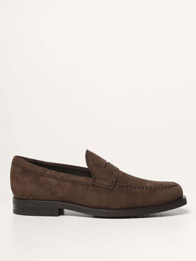 Tod's Tods Mens Dark Brown Gomma Suede Penny Loafers
