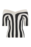 Bottega Veneta Black And White Linen Top In Multicolor