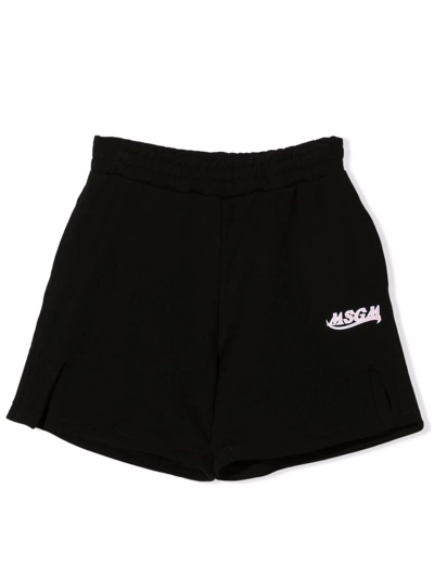Msgm Teen Logo-print Bermuda Shorts In Nera
