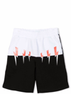 Neil Barrett Thunder Color Block Cotton Sweat Shorts In Bianco-nero