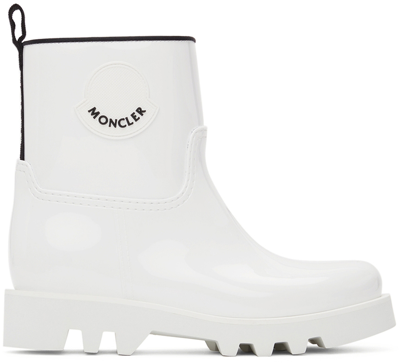 Moncler White Shiny Rubber Ginette Rain Boots