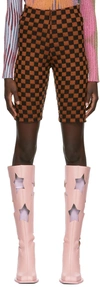 Andrej Gronau Ssense Exclusive Brown & Black Check Bike Shorts In Brown