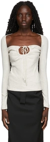 Rosetta Getty Grey Ruched Drawstring Cut-out Top In Light Grey Melange