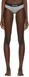 Tom Ford Signature Boy Short White Brief With Logo Waistband In Stretch-jersey Woman In Ig164 Grey Melange