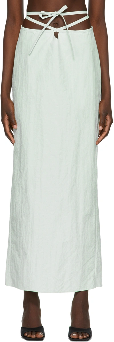 Christopher Esber White Loophole Tie Waist Midi Skirt In Mint