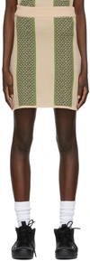 Ahluwalia Jacquard-knit Merino Wool Mini Skirt In Beige/green