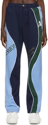 Ahluwalia Femi Printed Color-block Jersey Track Pants In Blue/navy/green