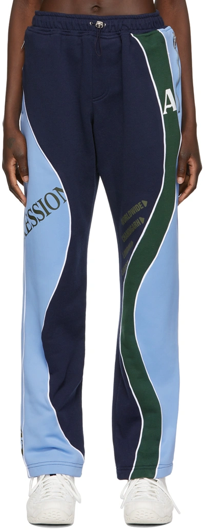 Ahluwalia Femi Printed Color-block Jersey Track Pants In Blue