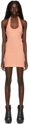 Misbhv Pink Towelling Monogram Mini Dress In Peach