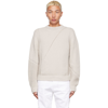 HELIOT EMIL TAUPE KNIT MULTISTRUCTURED CREWNECK SWEATER