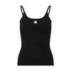 Courrèges Logo-patch Cotton-blend Knit Top In Black