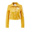 Courrèges Logo Patch Coated Stretch Cotton Crop Jacket In Ochre