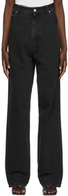 Kwaidan Editions Ssense Exclusive Black Denim Wide-leg Jeans In Black