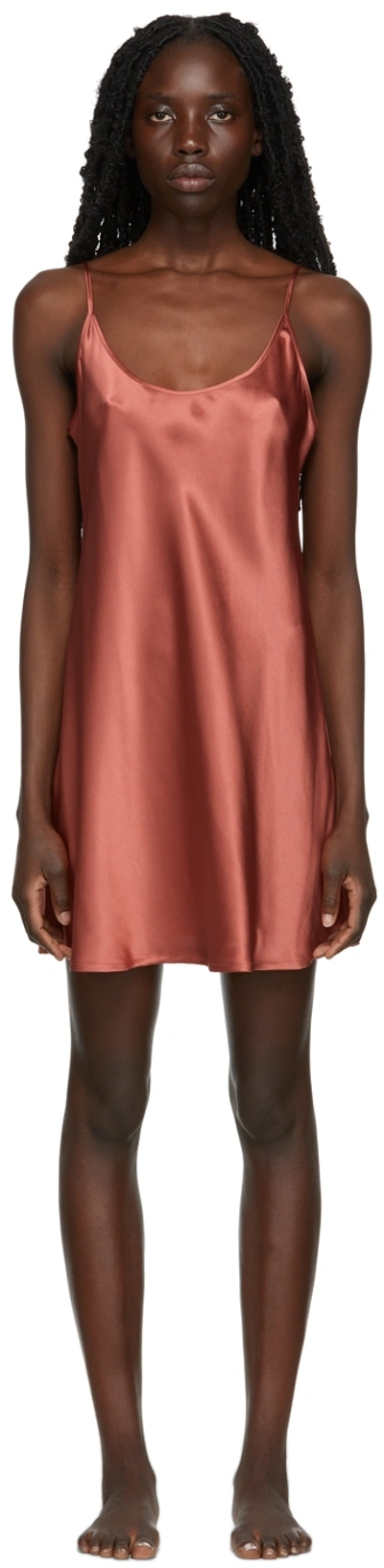 La Perla Silk Satin Mini Slip Dress In Rose Noisette