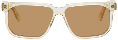 Bottega Veneta Transparent Acetate Rectangular Sunglasses In Beige