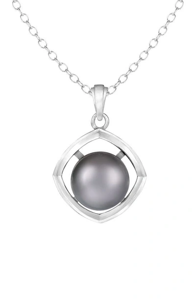 Splendid Pearls Rhodium Plated Sterling Silver 9-10mm Cultured Tahitian Pearl Necklace