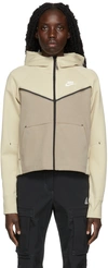 Nike Beige Tech Fleece Sportswear Windrunner Hoodie In Rattan/khaki/white